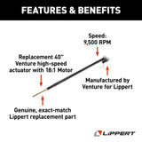 Venture Actuator With High Speed Motor; 9500 RPM; 30 Amps; 12 Volt DC; 18:1 Gear Ratio; With Actuator (LIP168956)