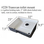Transvan RV Fiberglass Shower Pan/Toilet Mount/Tank Combo (220)